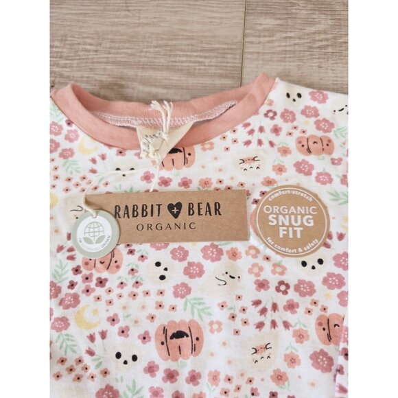 Rabbit Bear Organic Cotton Halloween Pumpkin Skull Floral Toddler Pajamas 4T - Picture 3 of 9